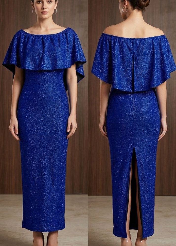 Sparkly Blue Off-Shoulder Gown