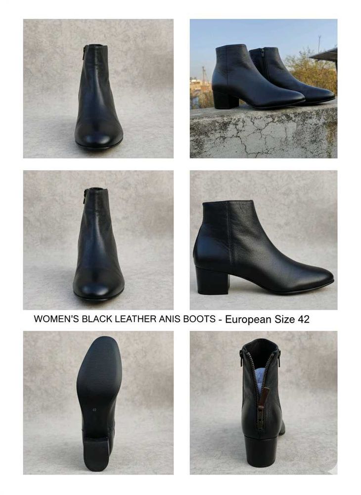 Anis Black Leather Boots