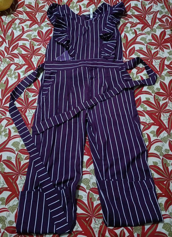 Striped Ruffle Jumpsuit