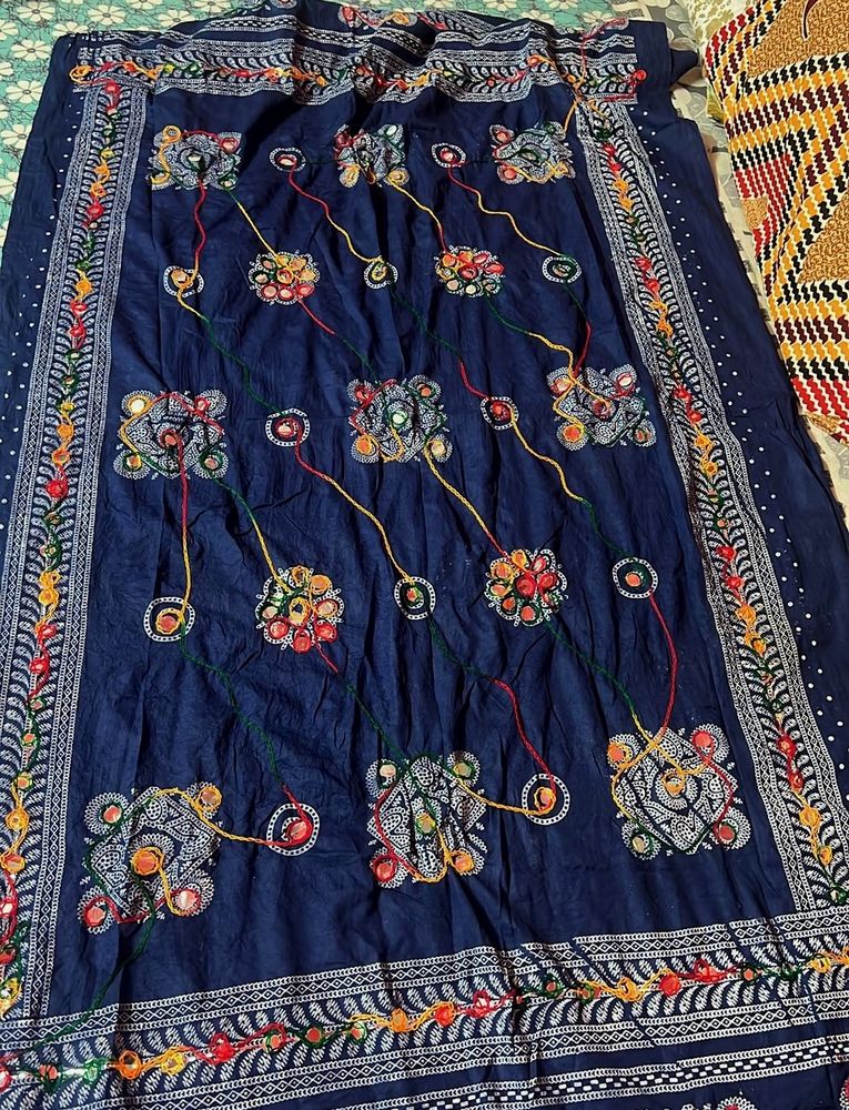 Embroidered Navy Blue Dupatta