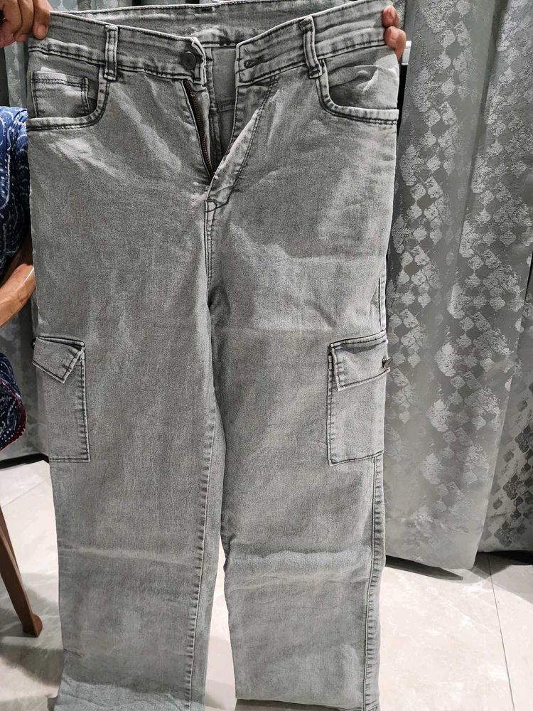 Grey Cargo Jeans
