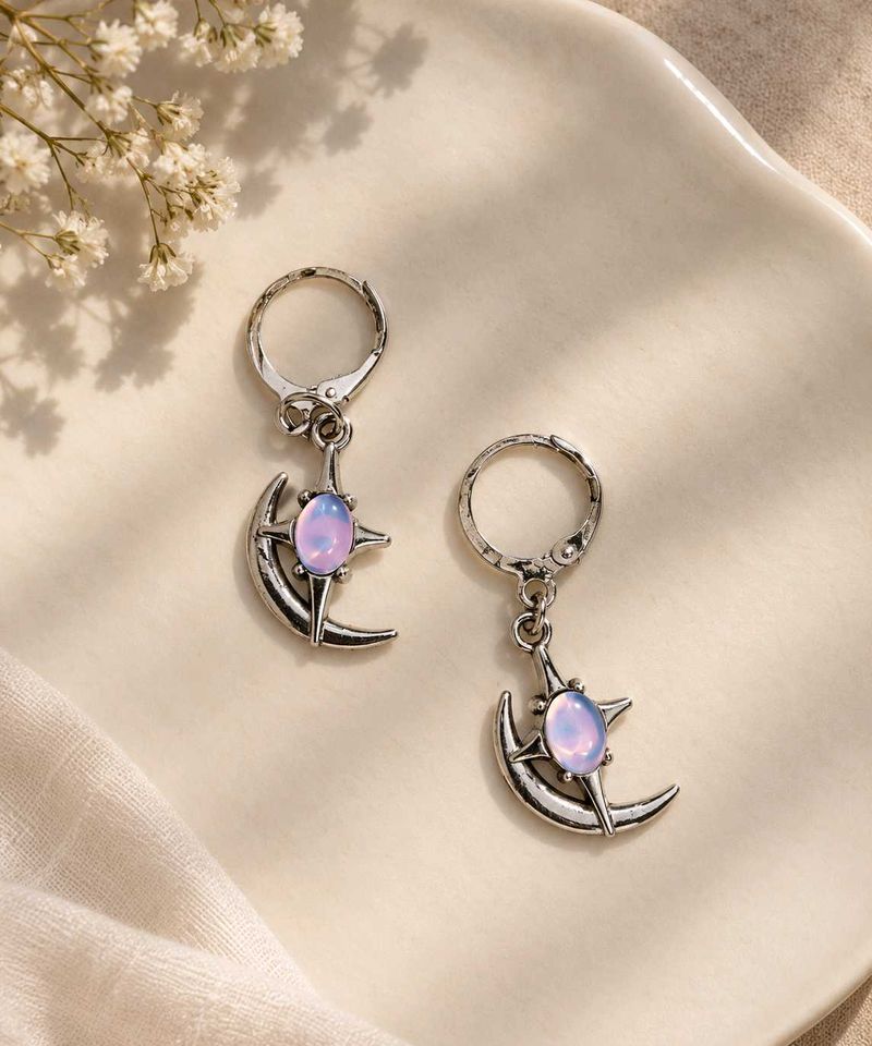 Crescent Moon earrings with leverback hook