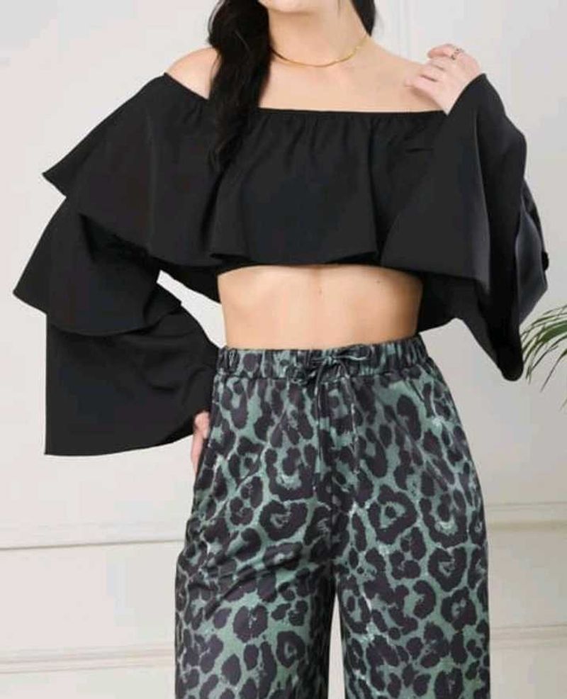 Chic Off-Shoulder Ruffle Crop Top
