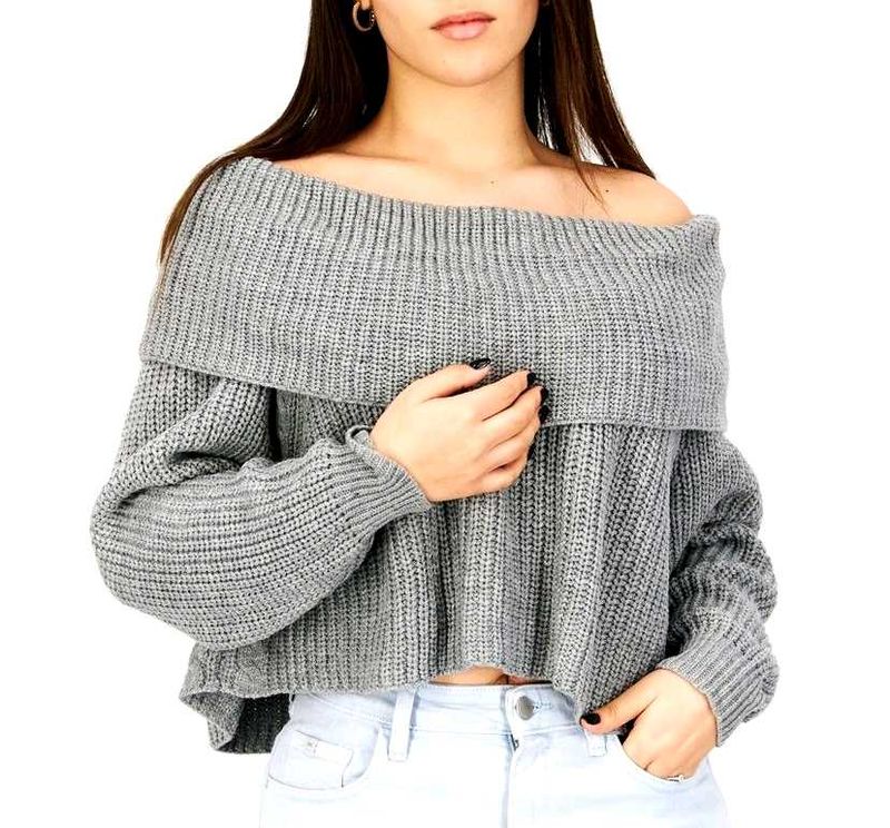 New Gray Boat Neck Sweater✨💕