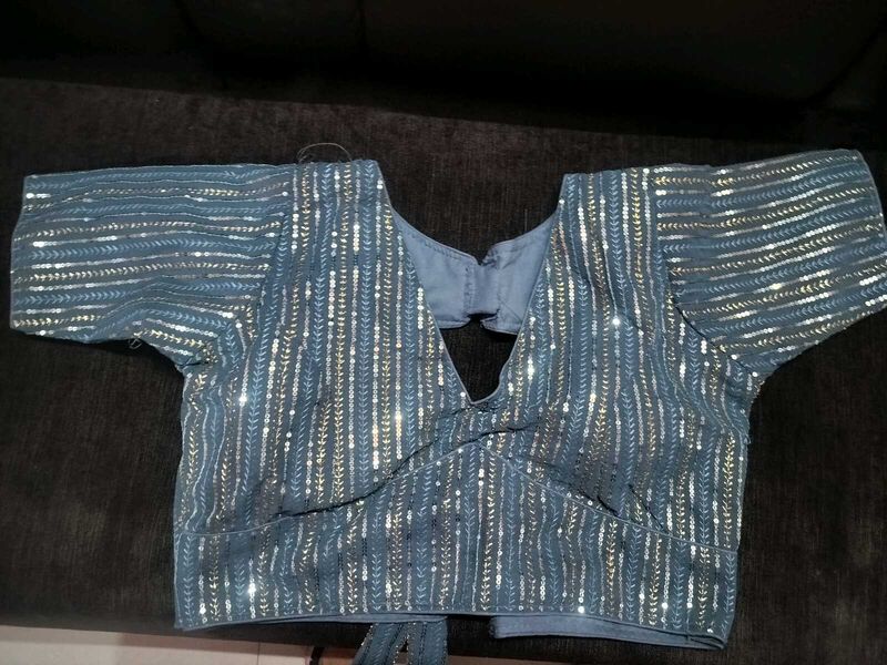 Grey Sequin Embellished Blouse