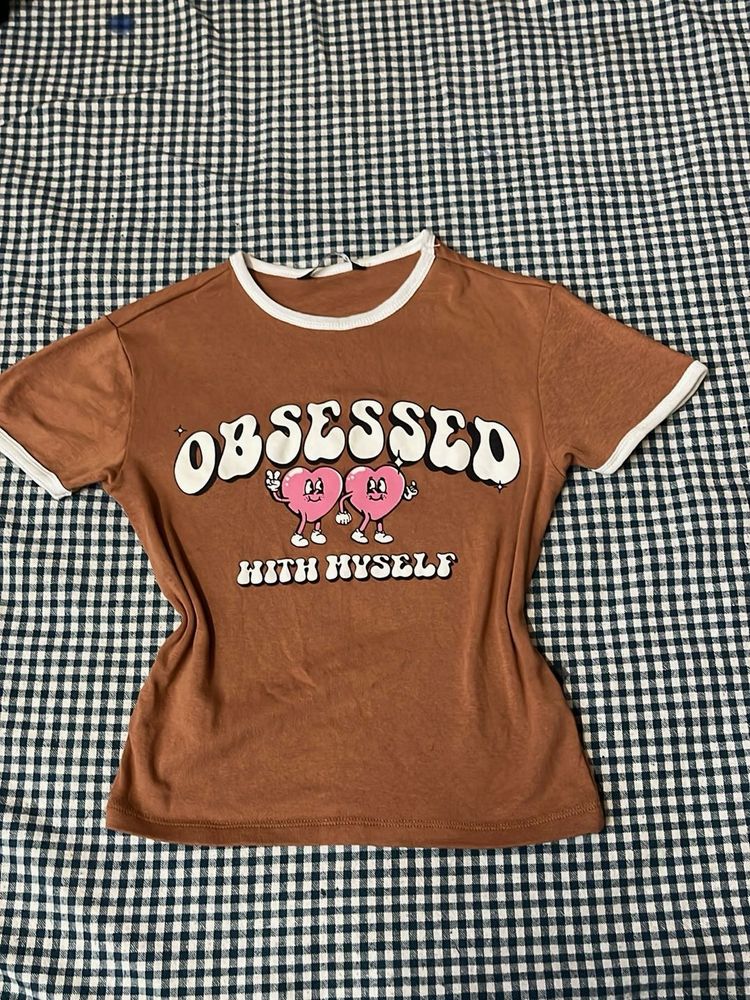 Cute Brown "Obsessed With Myself" T-Shirt