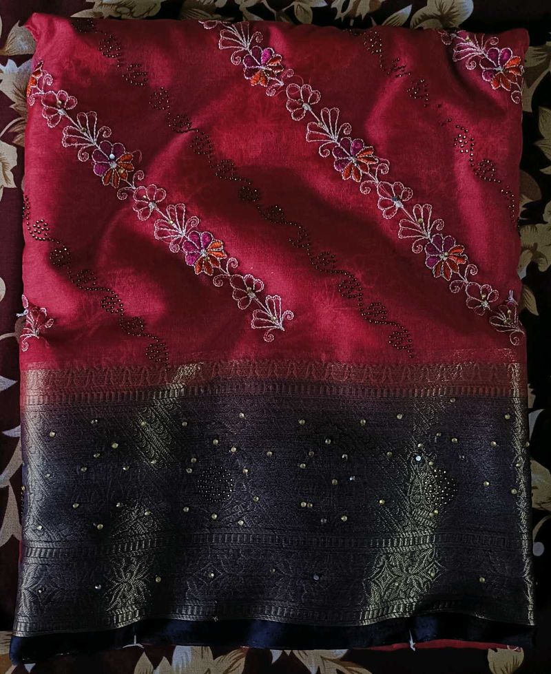 Rani colour saree