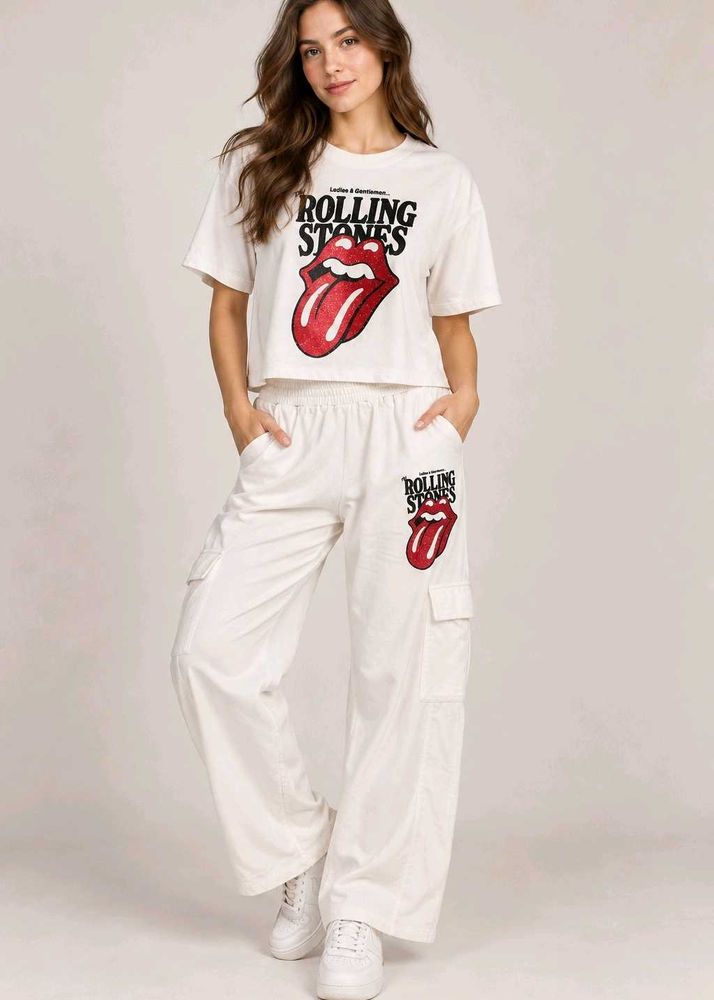 Rolling Stones White Cargo Pants