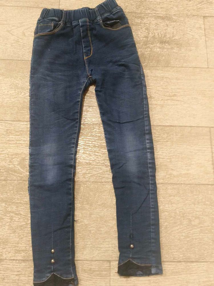 Cute Girl's woolen Denim Jeans