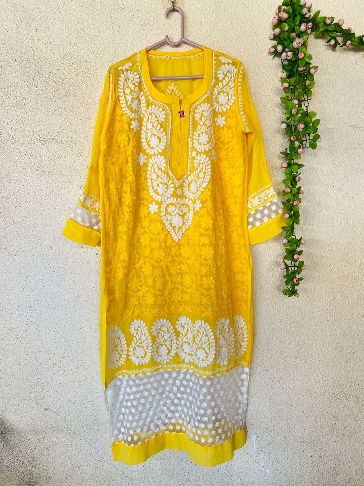 Vibrant Yellow Chikankari Kurta