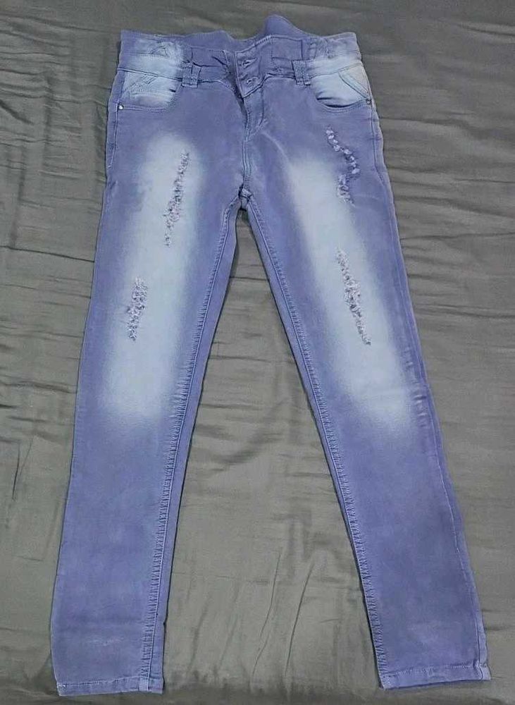 Light Wash Distressed Denim Jeans