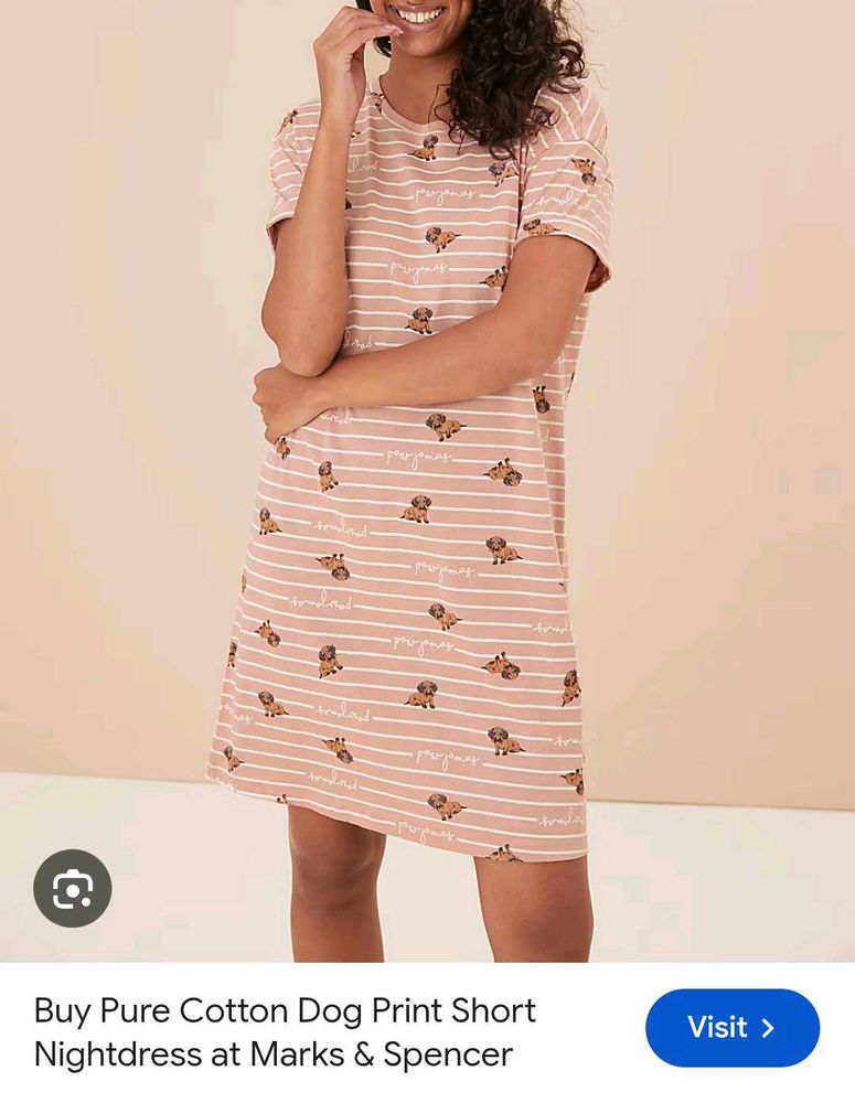 Cute Dog Print Cotton Nightdress