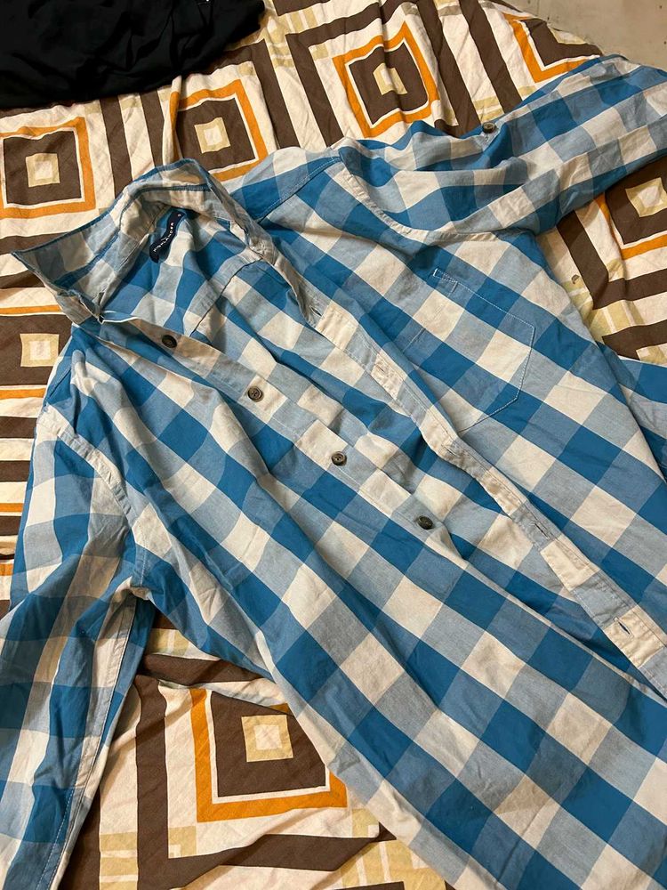 Blue and White Checkered Shirt