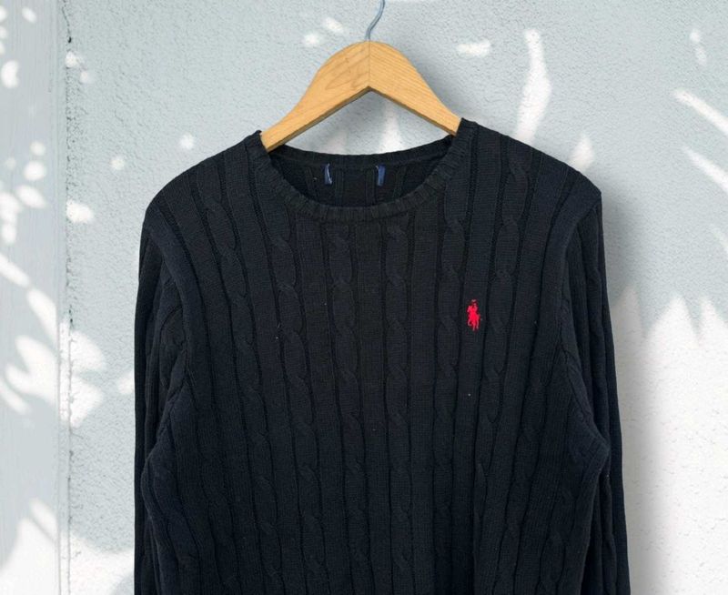 Ralph Lauren Black Cable Knit Sweater