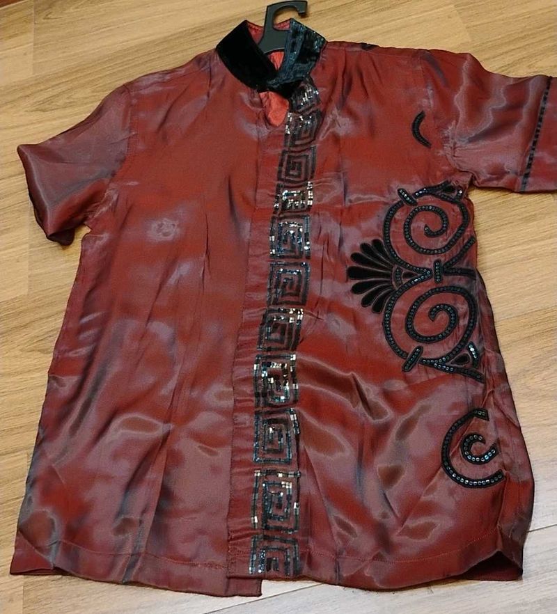 Stylish Maroon Ethnic shirt (party wear)