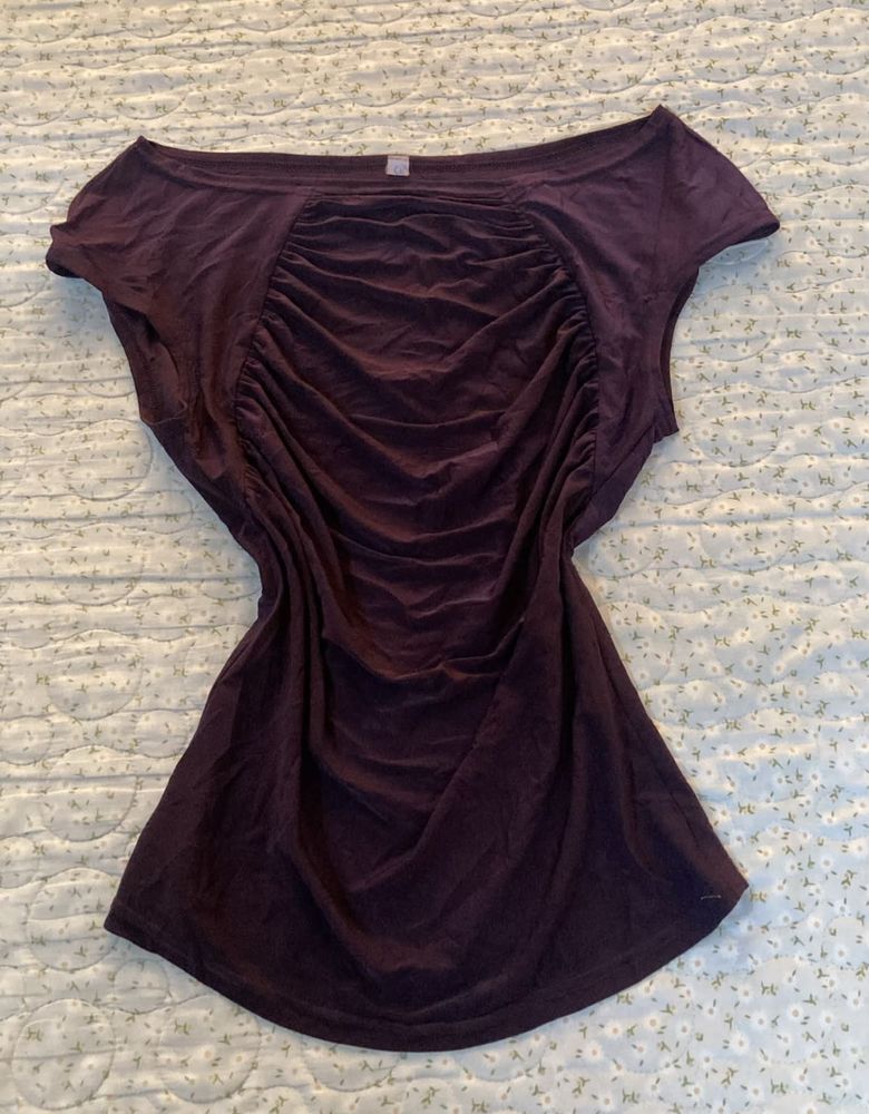 Gathered Neckline Short Sleeve Top