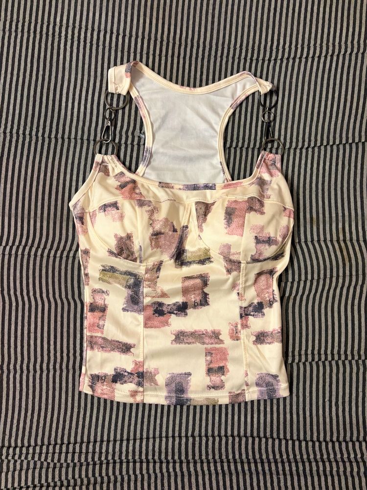 Trendy Abstract Print Corset Top