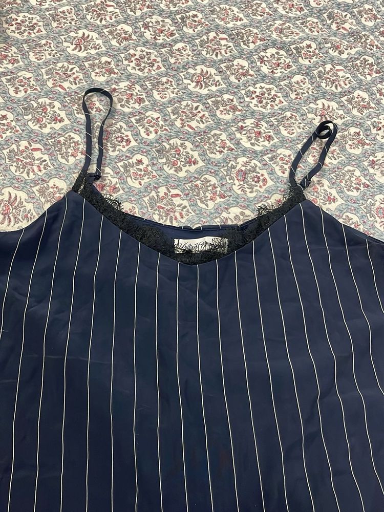 Navy Blue Pinstripe Cami nighty