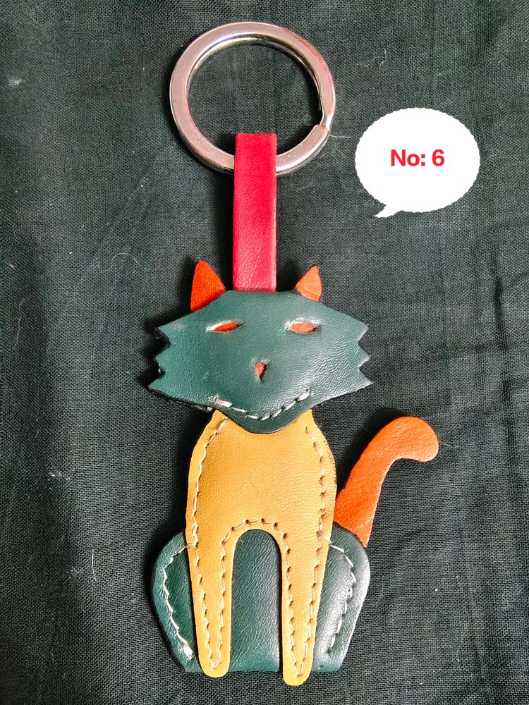 Imported Pure Leather CAT/MEOW/KITTEN Keychain