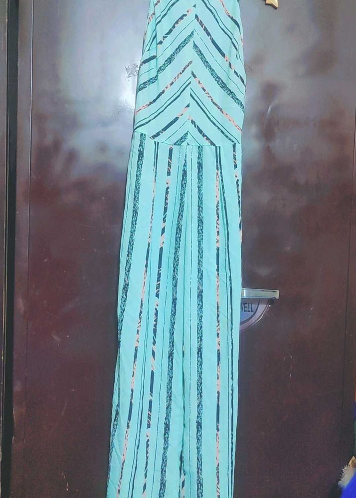 Light Cyan Color Striped Jumpsuit for 32 Bust