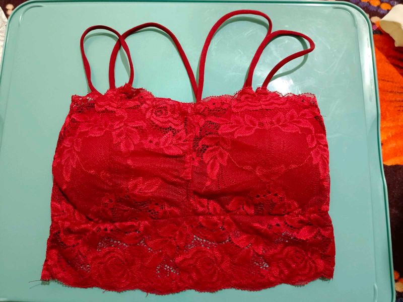 Red Lace Bralette Top