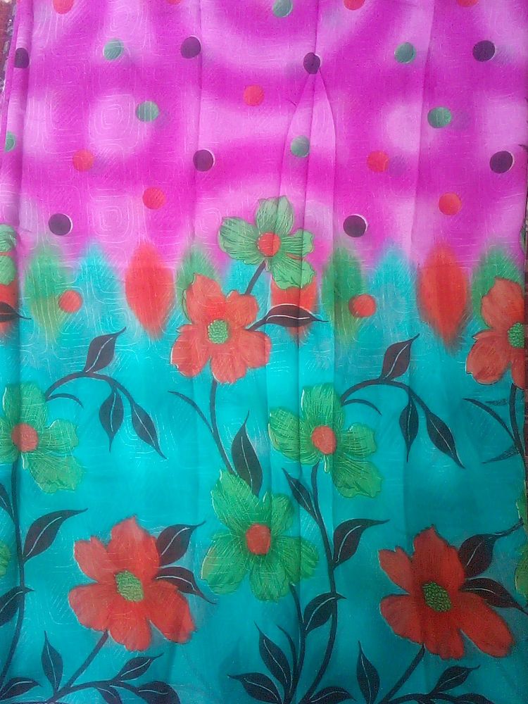 Nice saree with flowers design.