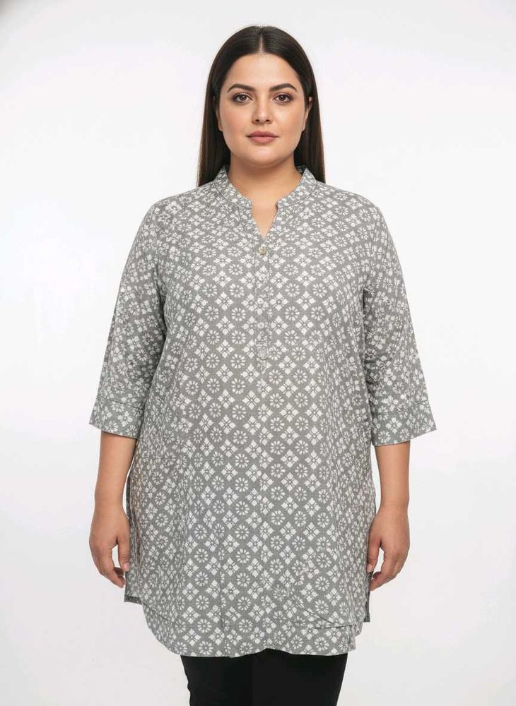 Elegant Grey Printed Kurta