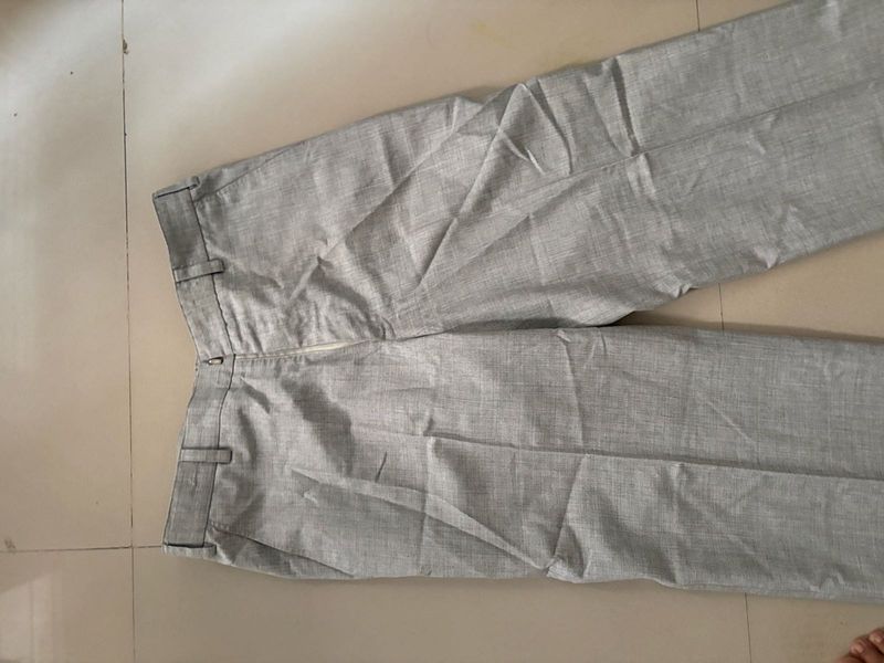 Men's Grey Textured Dress Pants