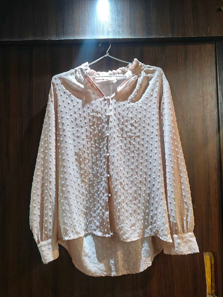 Chic Textured Button-Down Blouse top