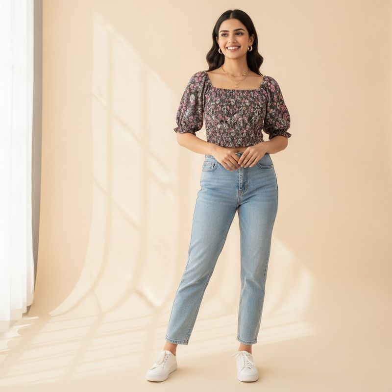 Floral Smocked Puff Sleeve Top