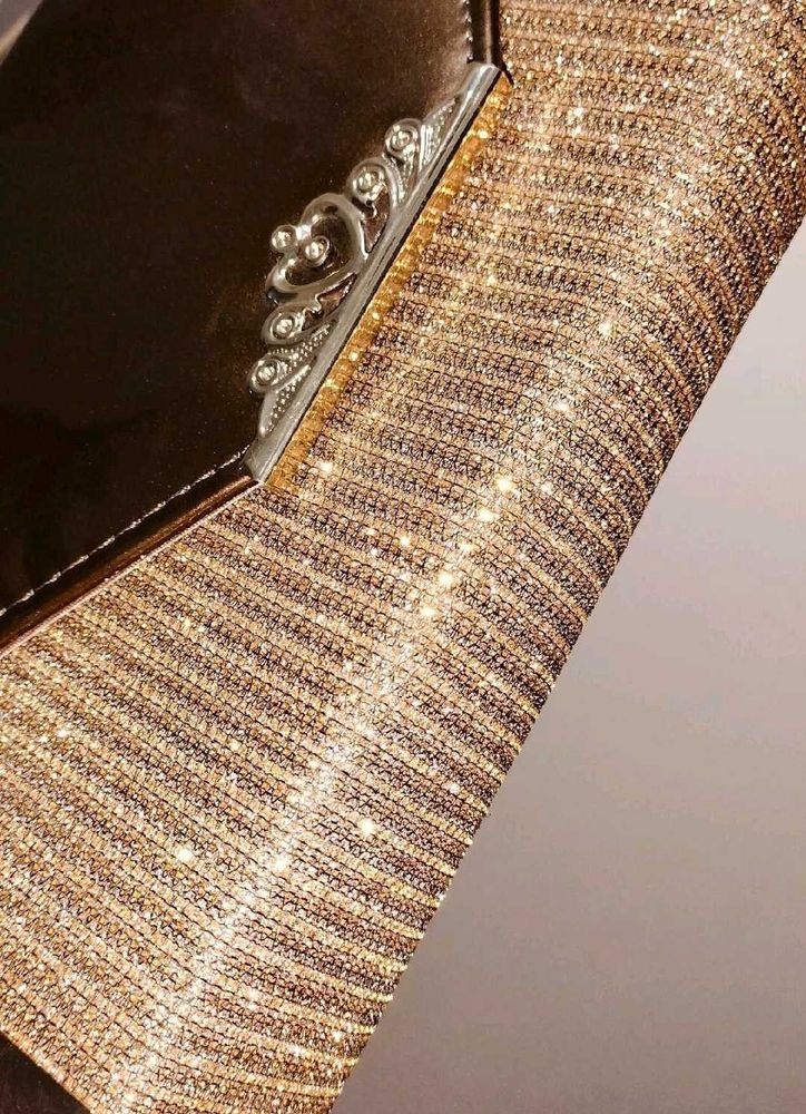 Sparkling Gold &amp; Brown Clutch