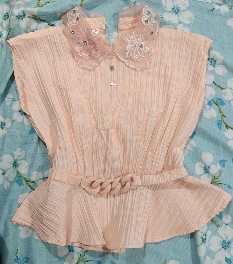 Chic Pleated Peplum &amp; 1 pink top - 30inch