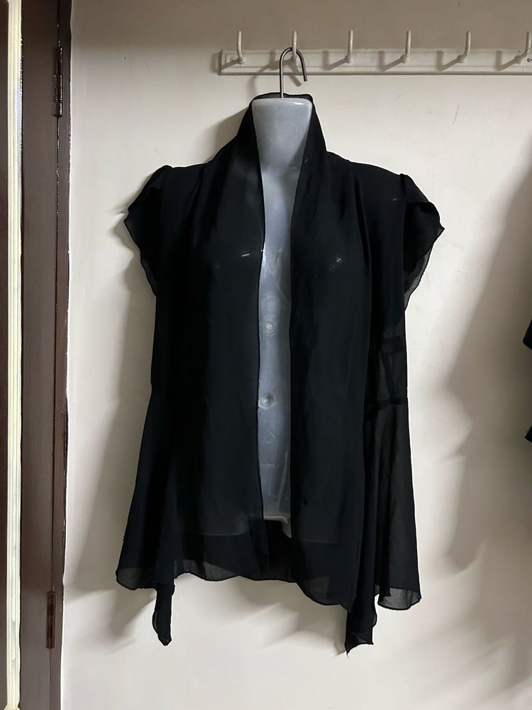 Elegant Black Sheer Kimono Top