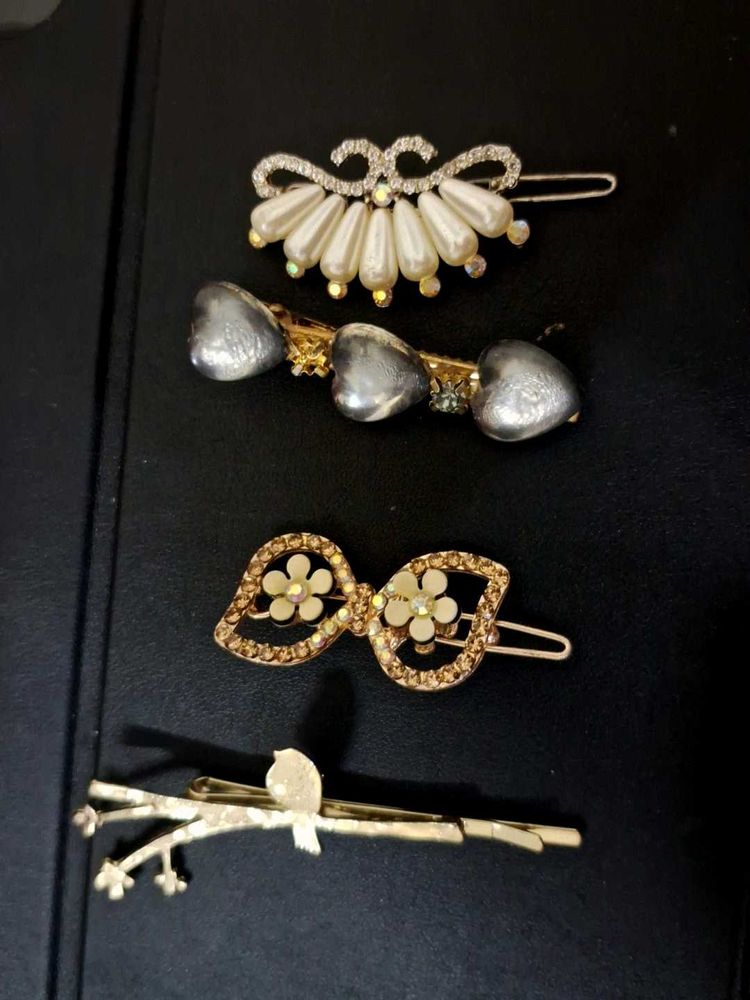 Y2k Vintage Set of 4 Decorative Hair Clips