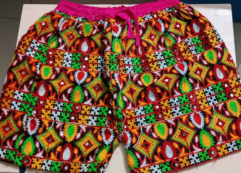 Vibrant Embroidered Gujarati Short