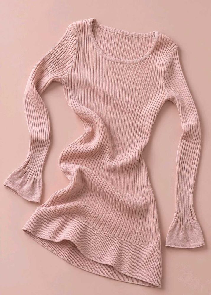 DUSTY PINK RIBBED MINI DRESS