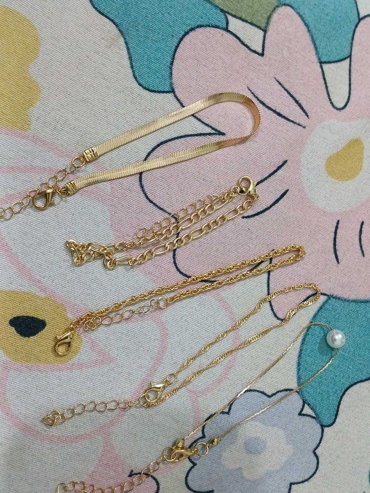 Gold Tone Anklets Set