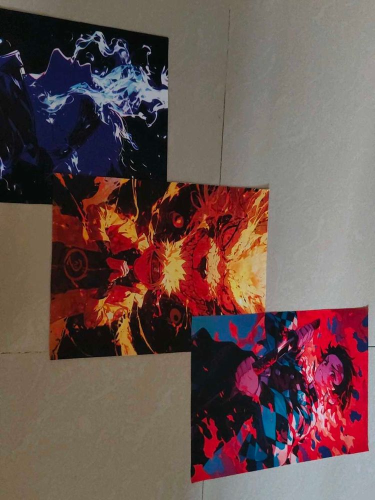 Anime posters - tanjiro, Naruto, gojo saturo,.