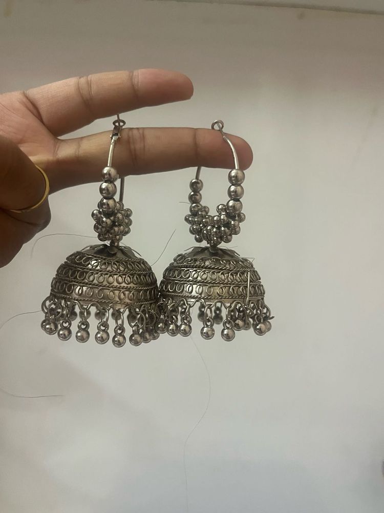 Antique Silver Jhumka Earrings