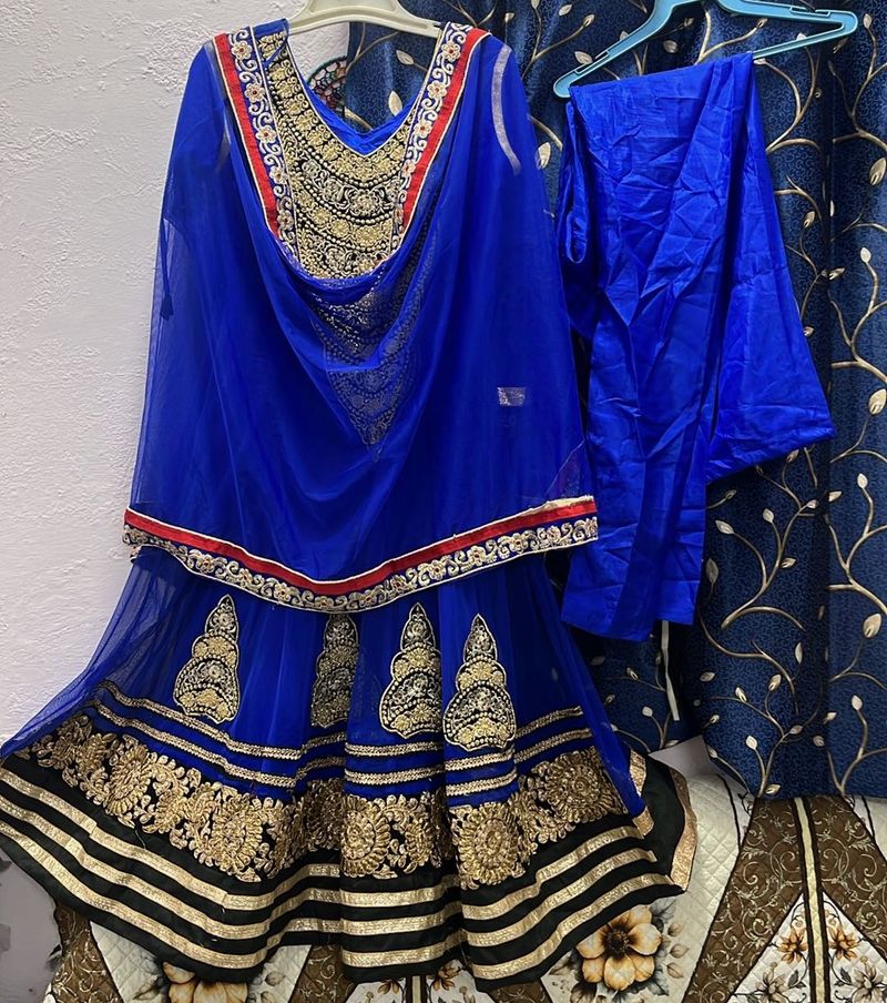 Royal Blue Embroidered net Anarkali set