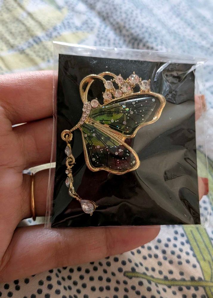 Beautiful Butterfly Brooch with Crown Detail