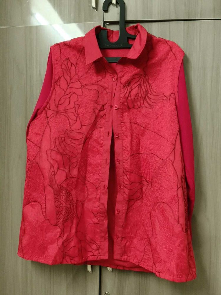 Sexy Red Floral Print Shirt