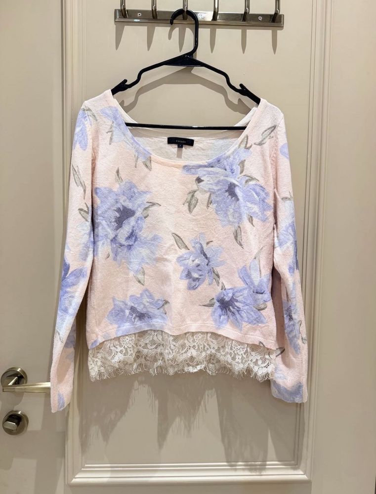 Floral Lace Trim Sweater