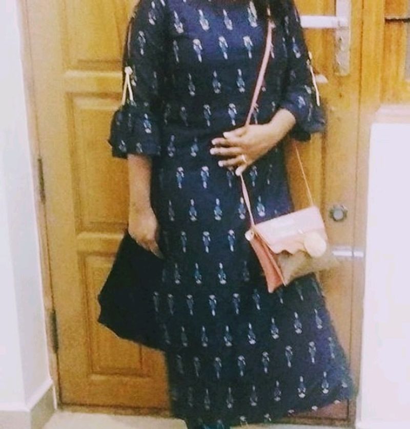 Viscose Rayon Straight Kurta (Blue)