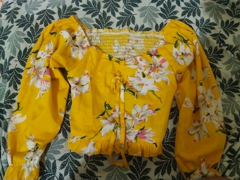 Yellow Floral Puff Sleeve Top