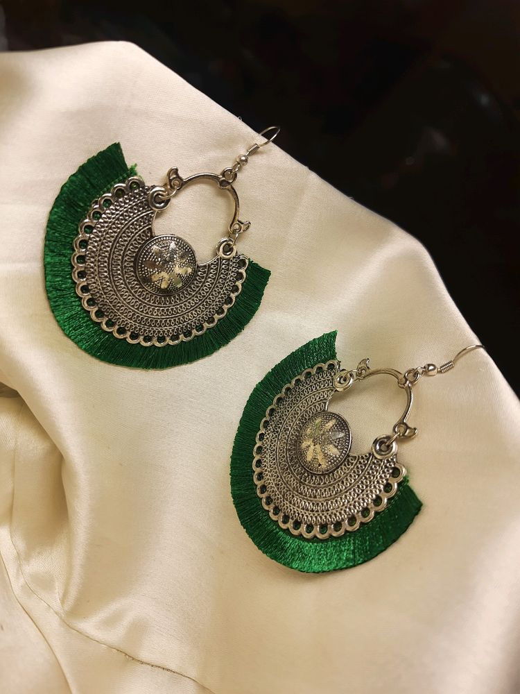 Gorgeously Handmade Oxidised earrings 💚 Totally New