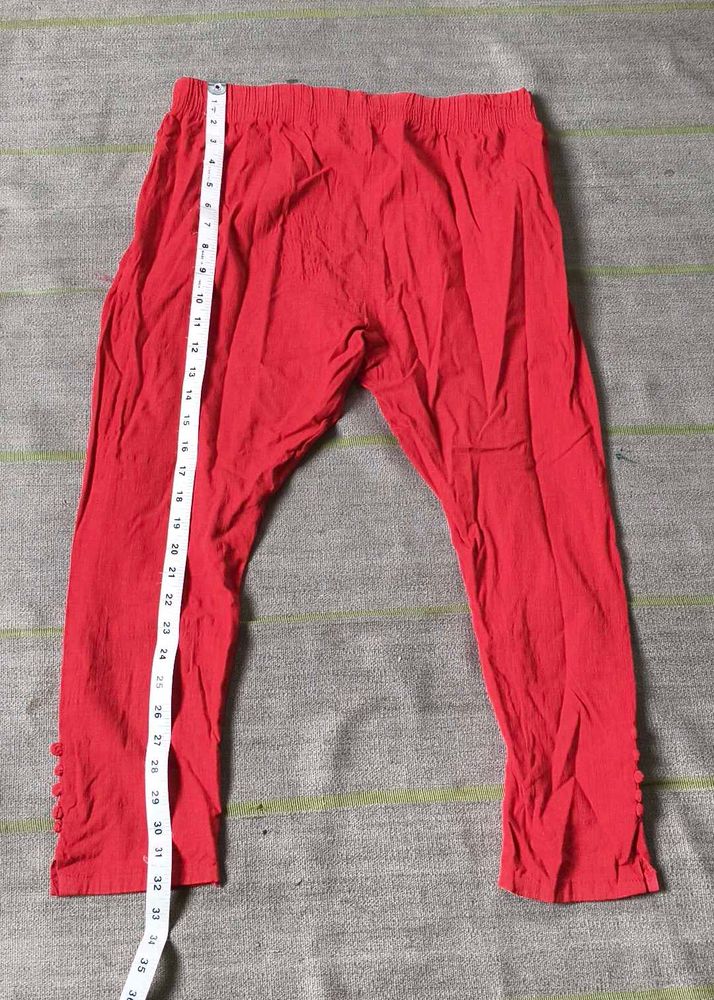 Red Cotton cigarette pant