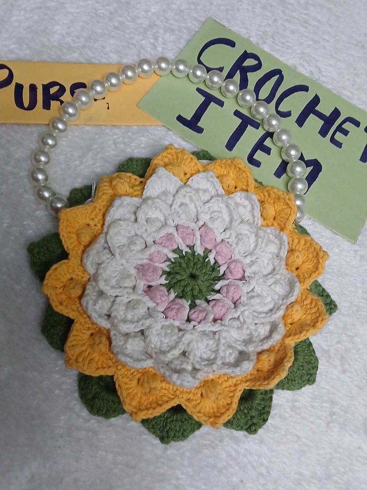 Handmade Crocheted Flower Purse
