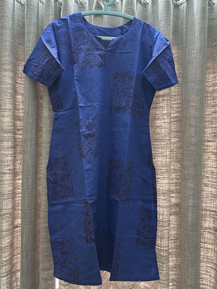Blue Blockprint Kurta