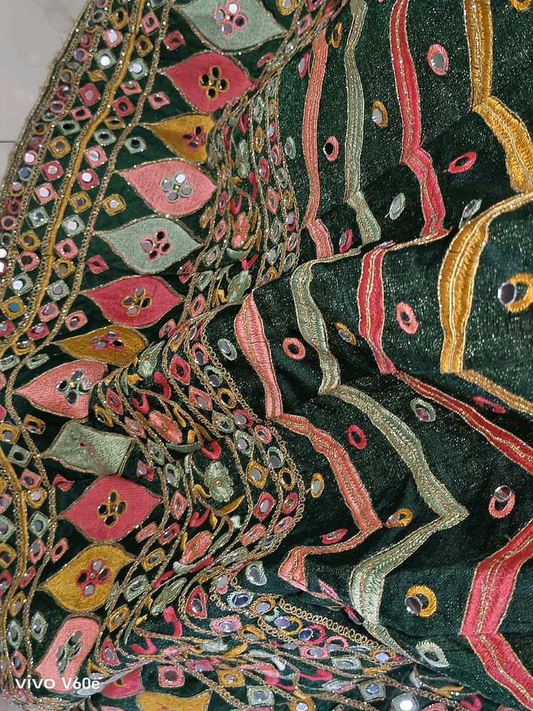 Embroidered Green lehnga with Mirror Work